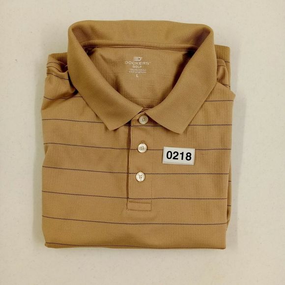 Dockers Golf Polo Shirt Mens Large Short‎ Sleeve Gold Lightweight - Picture 12 of 12